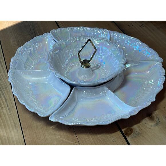 Vintage 4 Piece Divided Fruit Serving Tray dipping bowl.Kitchen Marked Cali. USA - Picture 2 of 9